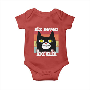 67 Bruh Meme Baby Onesie Funny Six Seven Black Cat TS14 Red Print Your Wear
