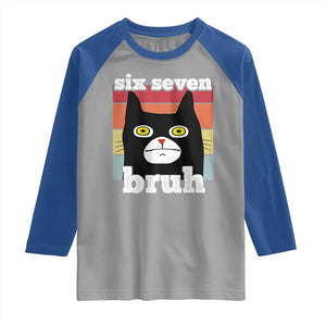 67 Bruh Meme Raglan Shirt Funny Six Seven Black Cat TS14 Sport Gray Royal Print Your Wear