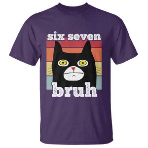 67 Bruh Meme T Shirt Funny Six Seven Black Cat TS14 Purple Print Your Wear