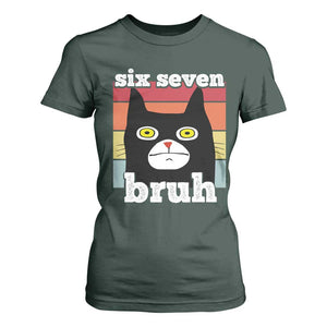 67 Bruh Meme T Shirt For Women Funny Six Seven Black Cat TS14 Dark Forest Green Print Your Wear