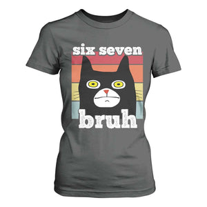 67 Bruh Meme T Shirt For Women Funny Six Seven Black Cat TS14 Dark Heather Print Your Wear