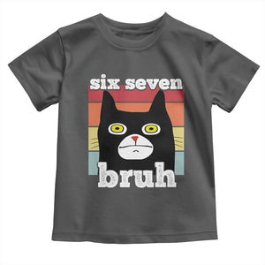 67 Bruh Meme Toddler T Shirt Funny Six Seven Black Cat TS14 Dark Heather Print Your Wear