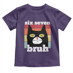 67 Bruh Meme Toddler T Shirt Funny Six Seven Black Cat TS14 Purple Print Your Wear
