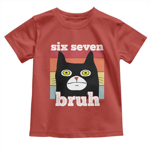 67 Bruh Meme Toddler T Shirt Funny Six Seven Black Cat TS14 Red Print Your Wear