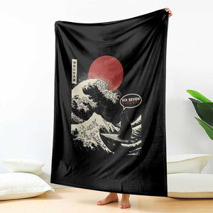67 Six Seven Bruh Meme Throw Blanket Funny Japanese Black Cat Surfing The Great Wave Kanagawa TS14 Print Your Wear