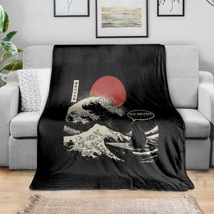 67 Six Seven Bruh Meme Throw Blanket Funny Japanese Black Cat Surfing The Great Wave Kanagawa TS14 Print Your Wear