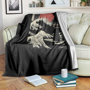 67 Six Seven Bruh Meme Throw Blanket Funny Japanese Black Cat Surfing The Great Wave Kanagawa TS14 Print Your Wear