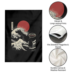 67 Six Seven Bruh Meme Garden Flag Funny Japanese Black Cat Surfing The Great Wave Kanagawa TS14 Print Your Wear