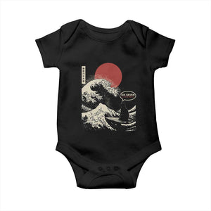 67 Six Seven Bruh Meme Baby Onesie Funny Japanese Black Cat Surfing The Great Wave Kanagawa TS14 Black Print Your Wear