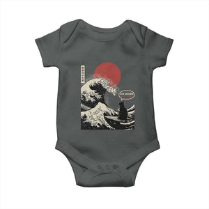 67 Six Seven Bruh Meme Baby Onesie Funny Japanese Black Cat Surfing The Great Wave Kanagawa TS14 Dark Heather Print Your Wear