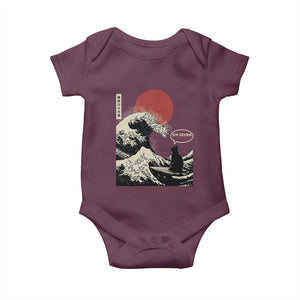 67 Six Seven Bruh Meme Baby Onesie Funny Japanese Black Cat Surfing The Great Wave Kanagawa TS14 Maroon Print Your Wear