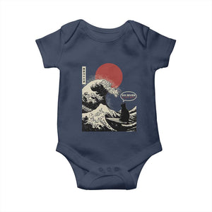 67 Six Seven Bruh Meme Baby Onesie Funny Japanese Black Cat Surfing The Great Wave Kanagawa TS14 Navy Print Your Wear