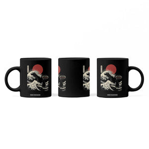 67 Six Seven Bruh Meme Coffee Mug Funny Japanese Black Cat Surfing The Great Wave Kanagawa TS14 Print Your Wear