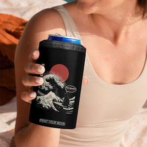 67 Six Seven Bruh Meme 4 in 1 Can Cooler Tumbler Funny Japanese Black Cat Surfing The Great Wave Kanagawa TS14 Print Your Wear