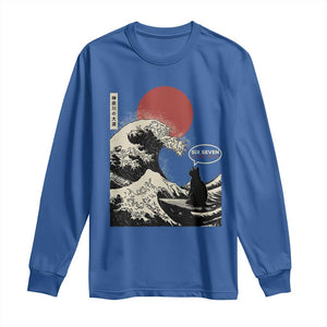 67 Six Seven Bruh Meme Long Sleeve Shirt Funny Japanese Black Cat Surfing The Great Wave Kanagawa TS14 Royal Blue Print Your Wear