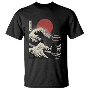 67 Six Seven Bruh Meme T Shirt Funny Japanese Black Cat Surfing The Great Wave Kanagawa TS14 Black Print Your Wear