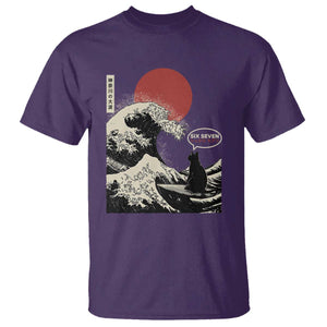 67 Six Seven Bruh Meme T Shirt Funny Japanese Black Cat Surfing The Great Wave Kanagawa TS14 Purple Print Your Wear