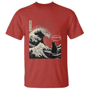 67 Six Seven Bruh Meme T Shirt Funny Japanese Black Cat Surfing The Great Wave Kanagawa TS14 Red Print Your Wear
