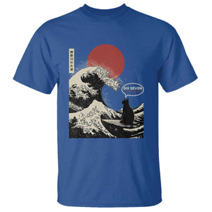 67 Six Seven Bruh Meme T Shirt Funny Japanese Black Cat Surfing The Great Wave Kanagawa TS14 Royal Blue Print Your Wear