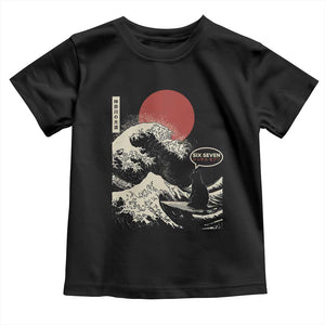 67 Six Seven Bruh Meme Toddler T Shirt Funny Japanese Black Cat Surfing The Great Wave Kanagawa TS14 Black Print Your Wear