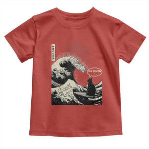 67 Six Seven Bruh Meme Toddler T Shirt Funny Japanese Black Cat Surfing The Great Wave Kanagawa TS14 Red Print Your Wear