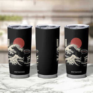67 Six Seven Bruh Meme Tumbler Cup Funny Japanese Black Cat Surfing The Great Wave Kanagawa TS14 Print Your Wear