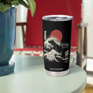 67 Six Seven Bruh Meme Tumbler Cup Funny Japanese Black Cat Surfing The Great Wave Kanagawa TS14 Print Your Wear