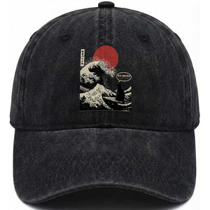 67 Six Seven Bruh Meme Washed Cotton Baseball Cap Funny Japanese Black Cat Surfing The Great Wave Kanagawa TS14 Washed Cap Universal Fit Black Print Your Wear