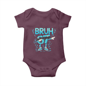 67 Bruh Meme Baby Onesie Funny Six Seven Italian Brainrot TS14 Maroon Print Your Wear