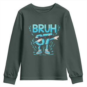 67 Bruh Meme Youth Sweatshirt Funny Six Seven Italian Brainrot TS14 Dark Forest Green Print Your Wear