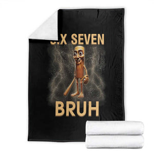 67 Bruh Meme Throw Blanket Funny Six Seven Tung Tung Sahur TS14 Black Print Your Wear