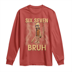 67 Bruh Meme Long Sleeve Shirt Funny Six Seven Tung Tung Sahur TS14 Red Print Your Wear