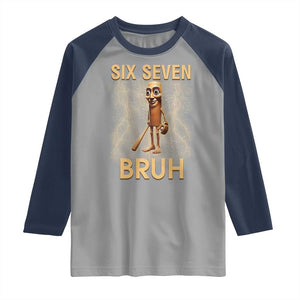 67 Bruh Meme Raglan Shirt Funny Six Seven Tung Tung Sahur TS14 Sport Gray Navy Print Your Wear