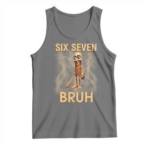 67 Bruh Meme Tank Top Funny Six Seven Tung Tung Sahur TS14 Black Heather Print Your Wear