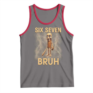 67 Bruh Meme Tank Top Funny Six Seven Tung Tung Sahur TS14 Deep Heather Red Print Your Wear