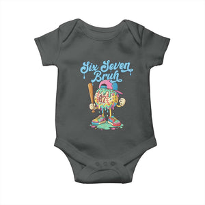 67 Bruh Meme Baby Onesie Ice Cream Drip Baseball Sport TS14 Dark Heather Print Your Wear