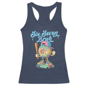 67 Bruh Meme Racerback Tank Top Ice Cream Drip Baseball Sport TS14 Navy Print Your Wear