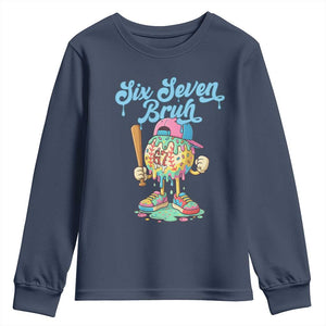 67 Bruh Meme Youth Sweatshirt Ice Cream Drip Baseball Sport TS14 Navy Print Your Wear