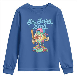 67 Bruh Meme Youth Sweatshirt Ice Cream Drip Baseball Sport TS14 Royal Blue Print Your Wear