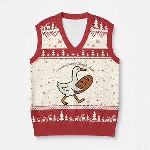 In My Sourdough Era V-Neck Knit Sweater Vest Funny Silly Goose Sourdough TS14 Beige Red Print Your Wear