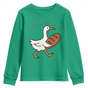 In My Sourdough Era Youth Sweatshirt Funny Silly Goose Sourdough TS14 Irish Green Print Your Wear