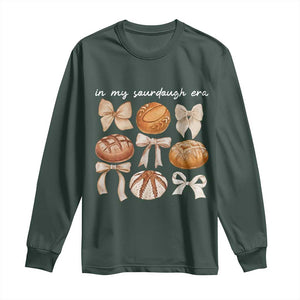 In My Sourdough Era Long Sleeve Shirt Coquette Bows Baking Bread Lover TS14 Dark Forest Green Print Your Wear