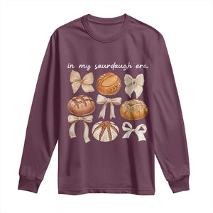 In My Sourdough Era Long Sleeve Shirt Coquette Bows Baking Bread Lover TS14 Maroon Print Your Wear
