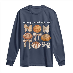 In My Sourdough Era Long Sleeve Shirt Coquette Bows Baking Bread Lover TS14 Navy Print Your Wear