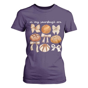 In My Sourdough Era T Shirt For Women Coquette Bows Baking Bread Lover TS14 Purple Print Your Wear