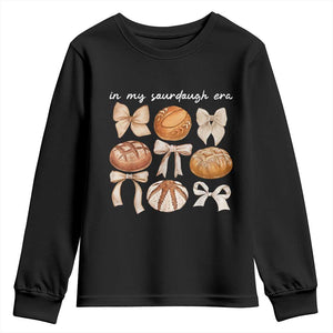 In My Sourdough Era Youth Sweatshirt Coquette Bows Baking Bread Lover TS14 Black Print Your Wear