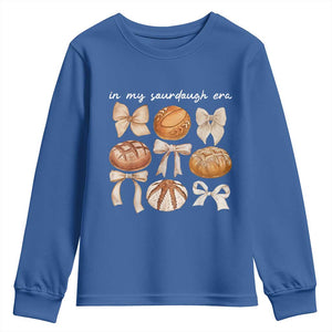 In My Sourdough Era Youth Sweatshirt Coquette Bows Baking Bread Lover TS14 Royal Blue Print Your Wear