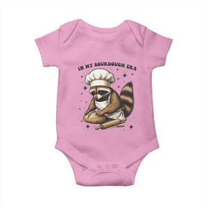 In My Sourdough Era Baby Onesie Funny Raccoon Baker TS14 Light Pink Print Your Wear