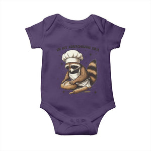 In My Sourdough Era Baby Onesie Funny Raccoon Baker TS14 Purple Print Your Wear
