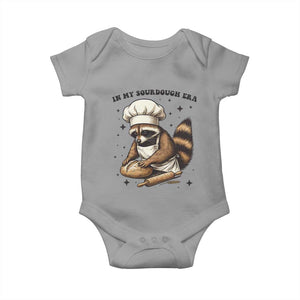In My Sourdough Era Baby Onesie Funny Raccoon Baker TS14 Sport Gray Print Your Wear